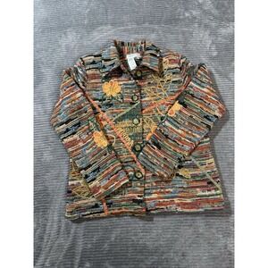 COLDWATER CREEK Colorful Flower Embroidered Jacket Sz P M